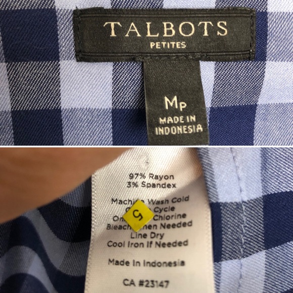 Talbots Gingham Popover Tunic Button Side Blouse - Picture 15 of 16